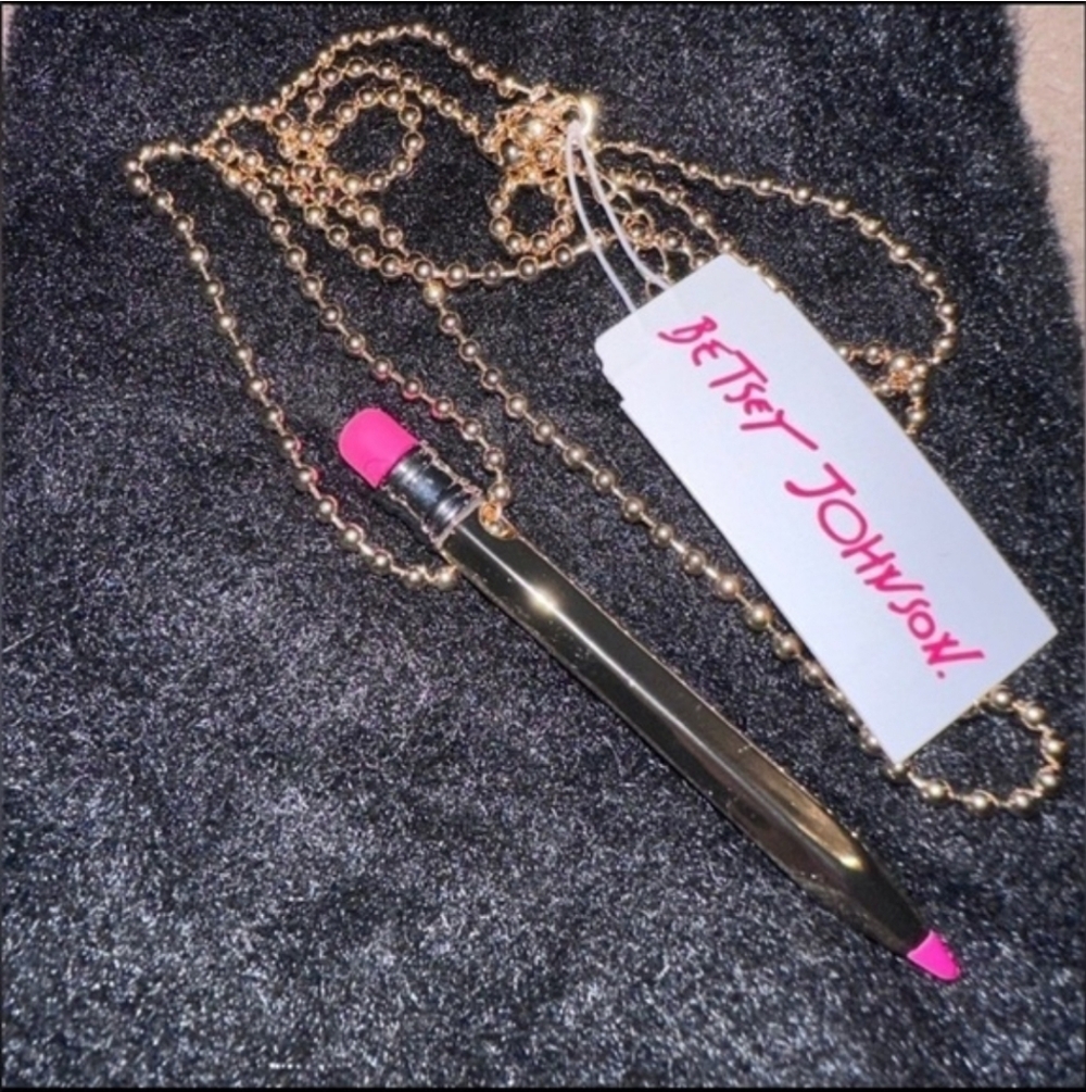 NWT BETSEY JOHNSON RETIRED/NECKLACE WITH GOLD PENCIL/ Great Gift Idea! - Picture 3 of 5